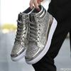High Top Men's Shoes Shiny Large Size Personalized Shoe Golden Retro Casual Shoes Trendy Versatile Male Sneakers Zapatos