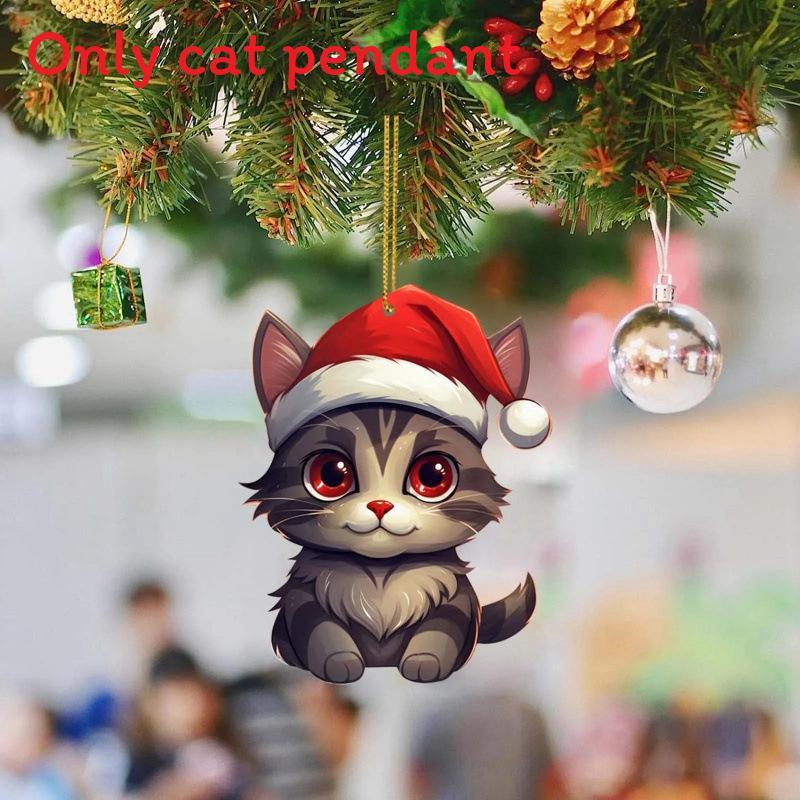 Cat Christmas Car Decor Acrylic Plane Hanging Ornament For Holiday Travel