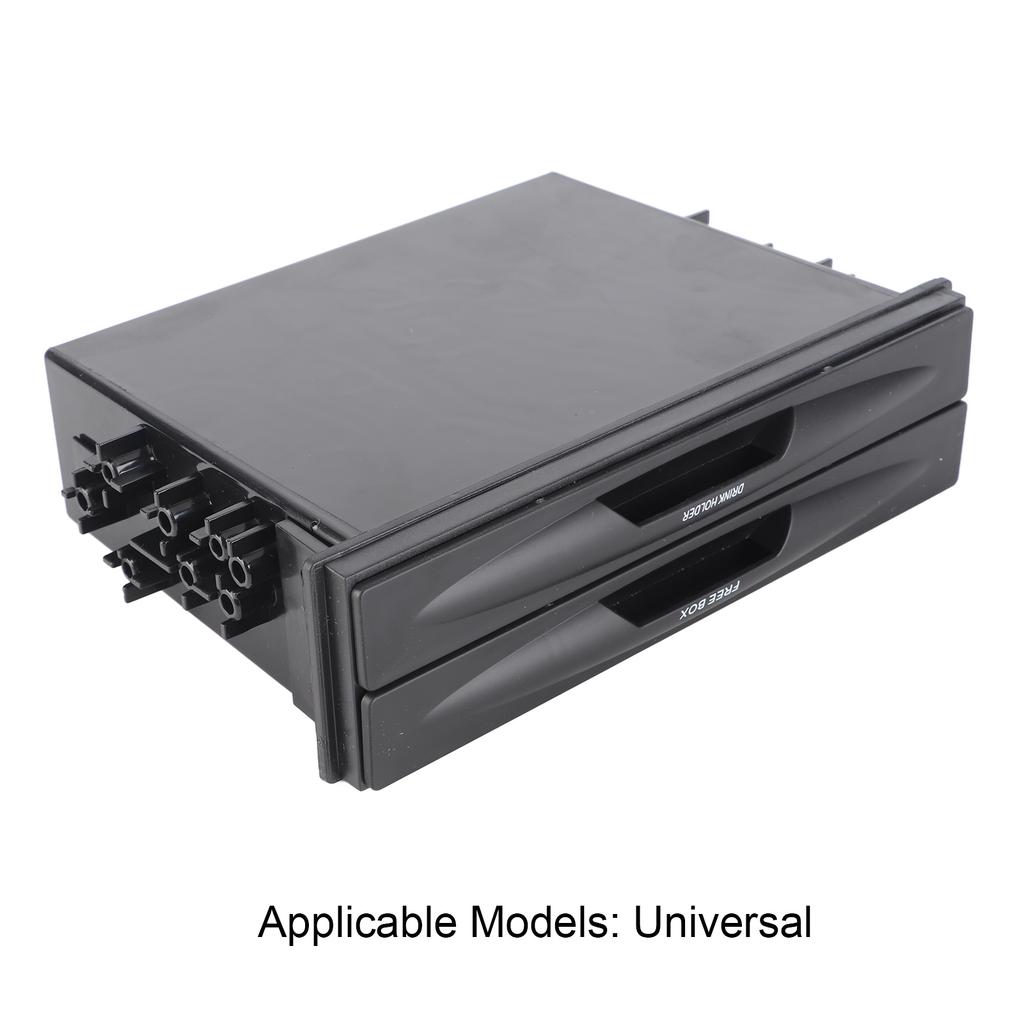 Car Radio Cup Holder Single Din 2 in 1 Layer Black Cup Holder Multi Purpose Car Stereo Storage Box for Organizing Items