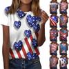 Women's Fashion Casual T-Shirt Independence Day Print Round Neck Short Sleeve Top