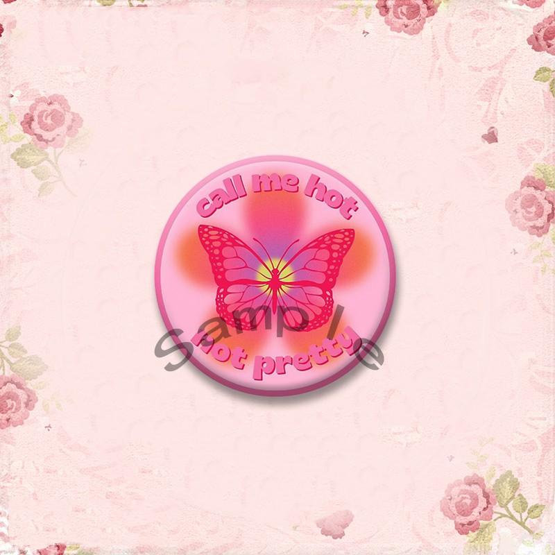 Y2k Aesthetic Pink Round Pins Domo Love Letters Enamel Badges Custom I Heart My GF BF Brooches Cartoon Jewelry Gift for Friends