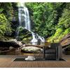 Green Forest Waterfall Wall Mural Natural Mountain Stream Landscape Wallpaper Home Decor