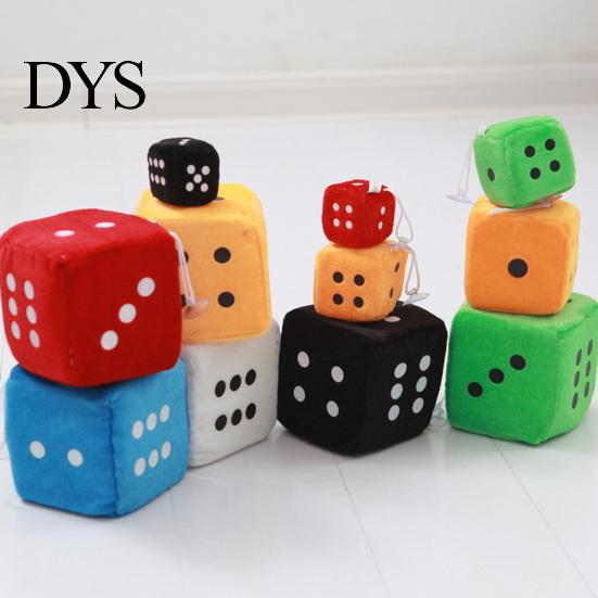 Hanging Dice Pendant Fuzzy Three Dimensional with Suction Cup Printing Dots Cartoon Plush Toy Decoration Various Sizes Dot for Home