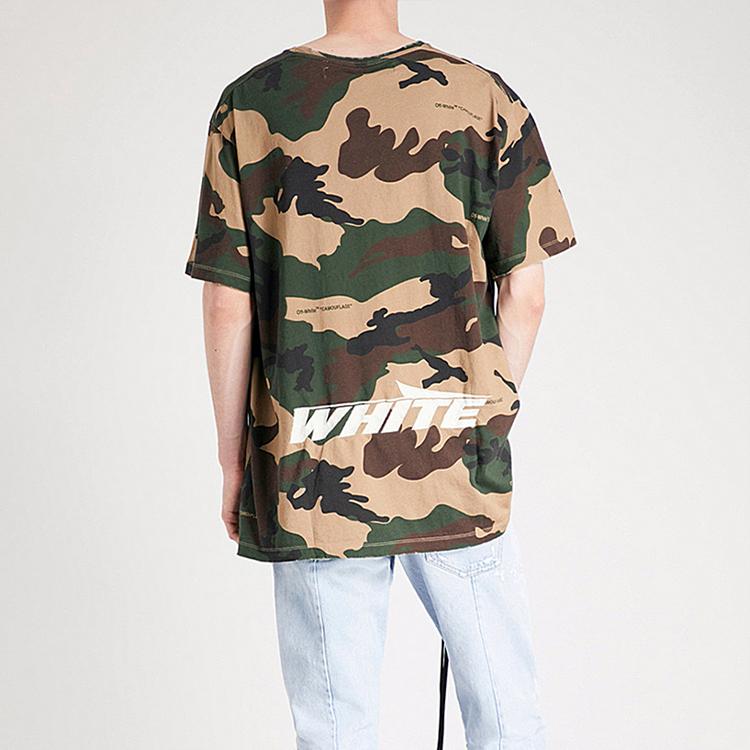 Off-White Футболка с короткими рукавами и вышивкой алфавита, топы унисекс, камуфляж OMAA038E181850219901