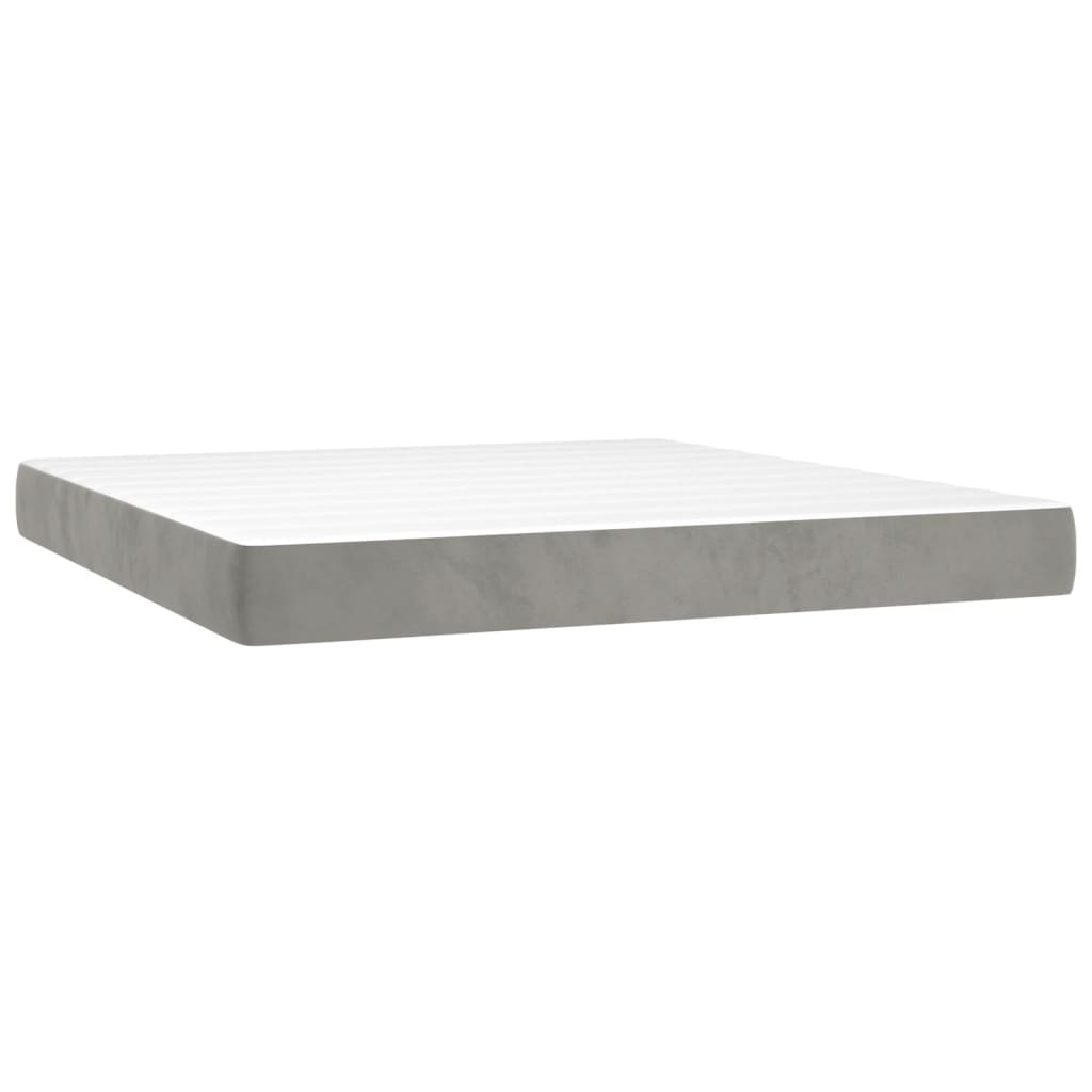 Box Spring Bed with Mattress Light Grey 180x200 cm Velvet