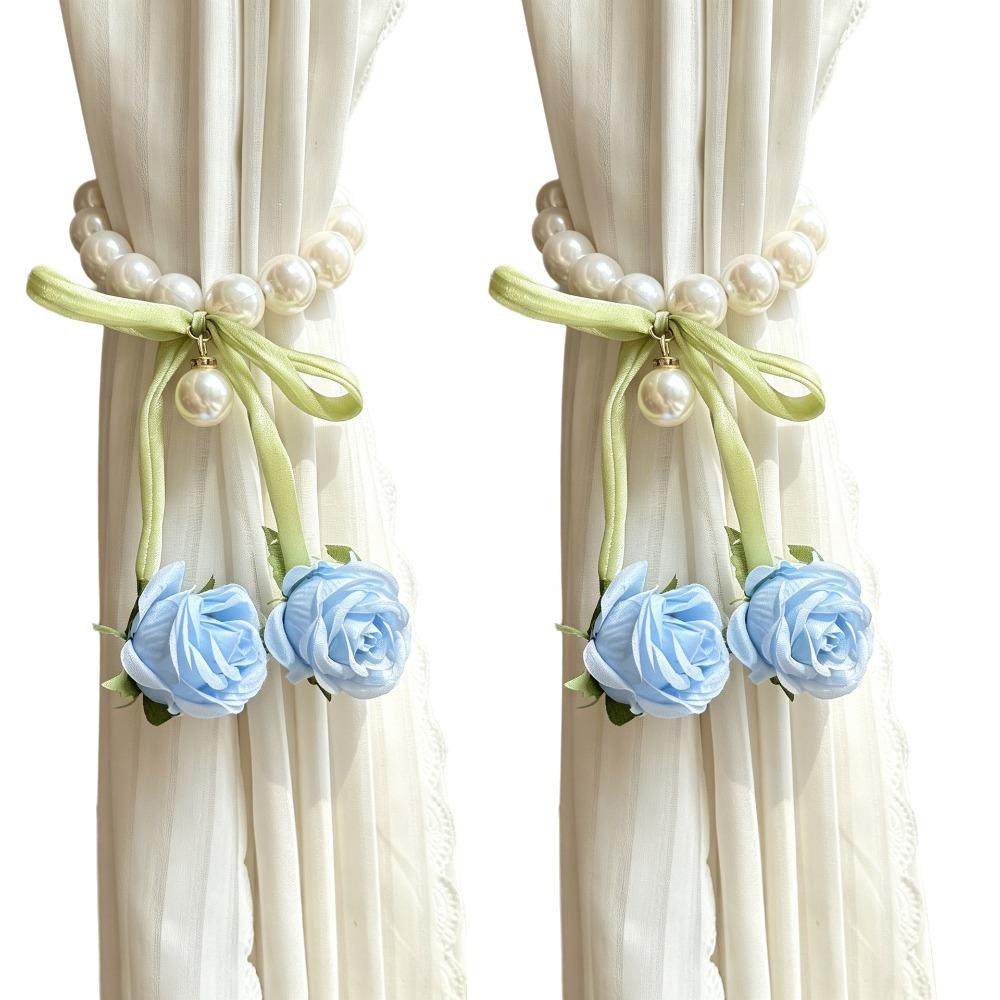 2PCS Decorative Rose Curtain Straps Portable Curtain Binding Curtain Buckle  Living Room