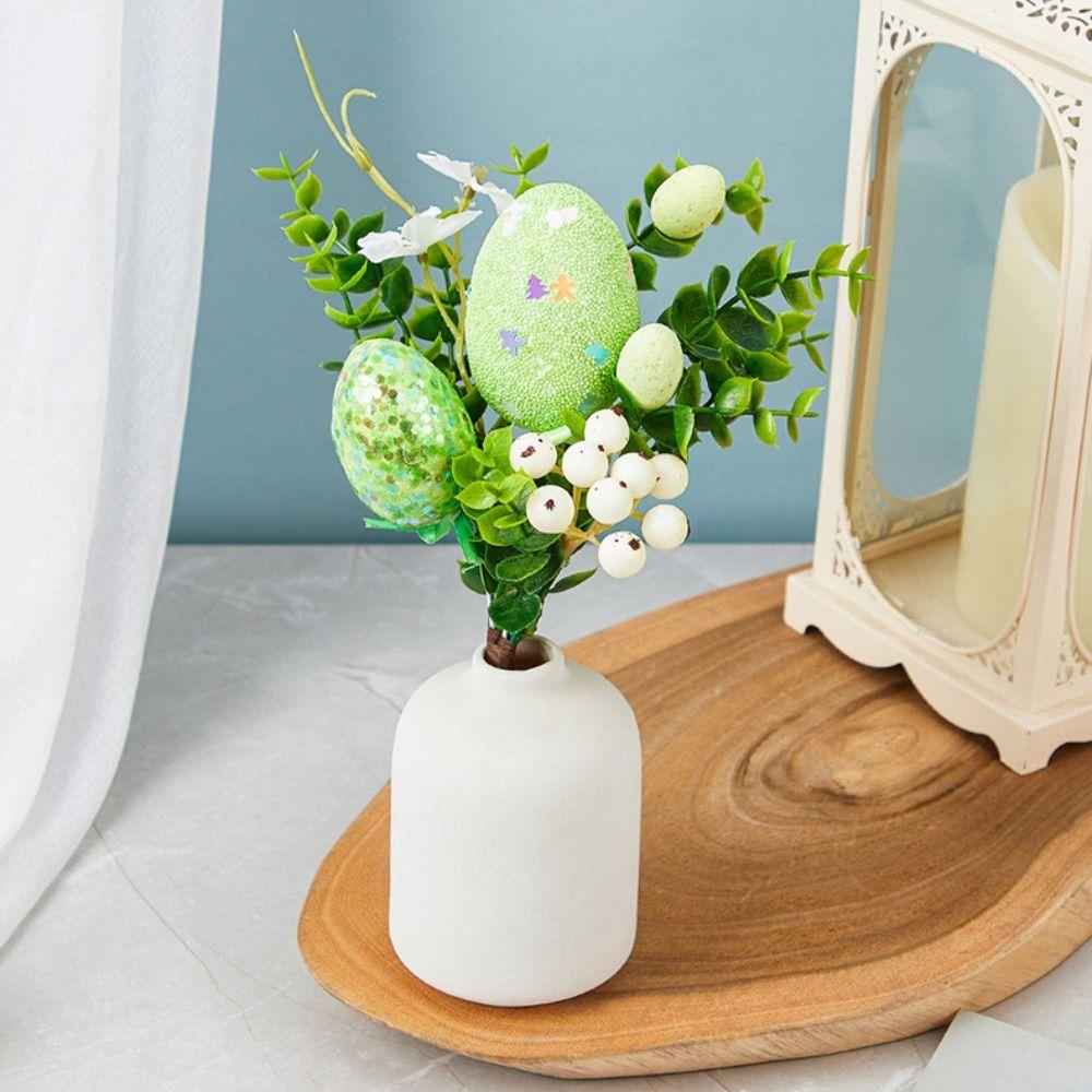 Artificial Eggs Tree Branch Colorful Painting Foam Egg Creative Fake Plant Festival Party