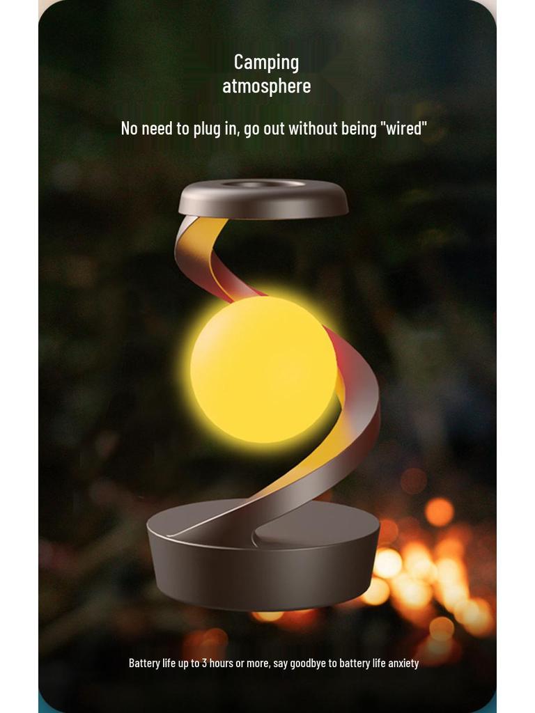 Индукционная настольная лампа: Вращающийся семицветный атмосферный свет с беспроводной зарядкой для телефона