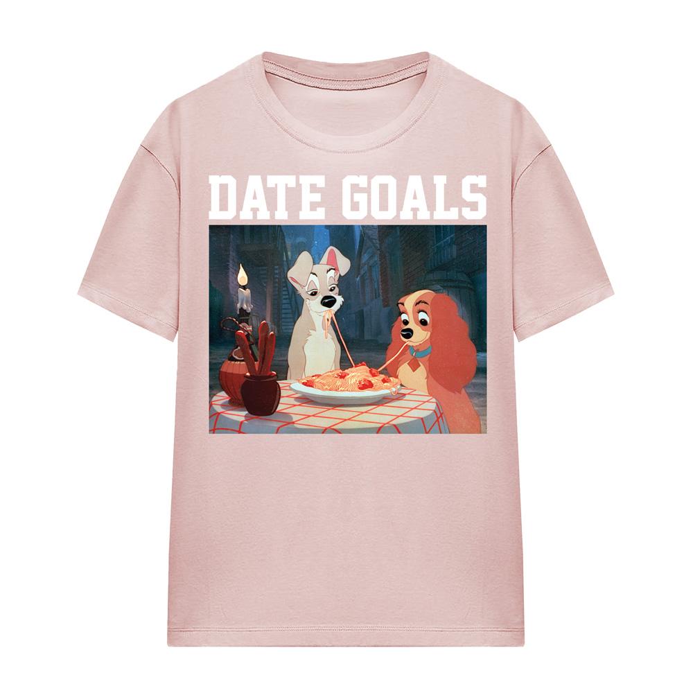 Lady And The Tramp Womens/Ladies Date Goals Valentine`s Day T-Shirt