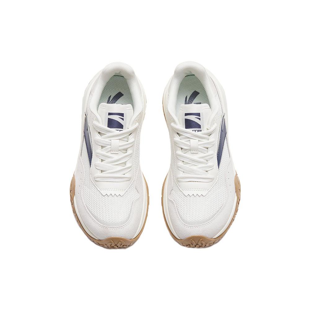 Anta Qicheng Fabric Synthetic Leather Shock Absorbing Non-Slip Wear Resistance Low Top Sports Casual Shoes Women Sneakers White Blue 922318859-1