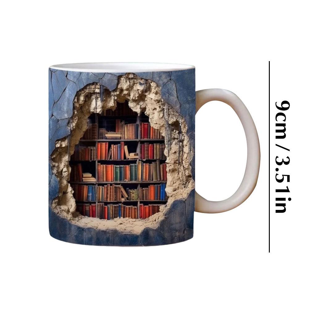 3D Кружка-книжная полка, Чашка-книжная полка, Керамическая кофейная кружка для любителей книг, Крутые рождественские подарки для читателей и любителей книг, Многоцелевая