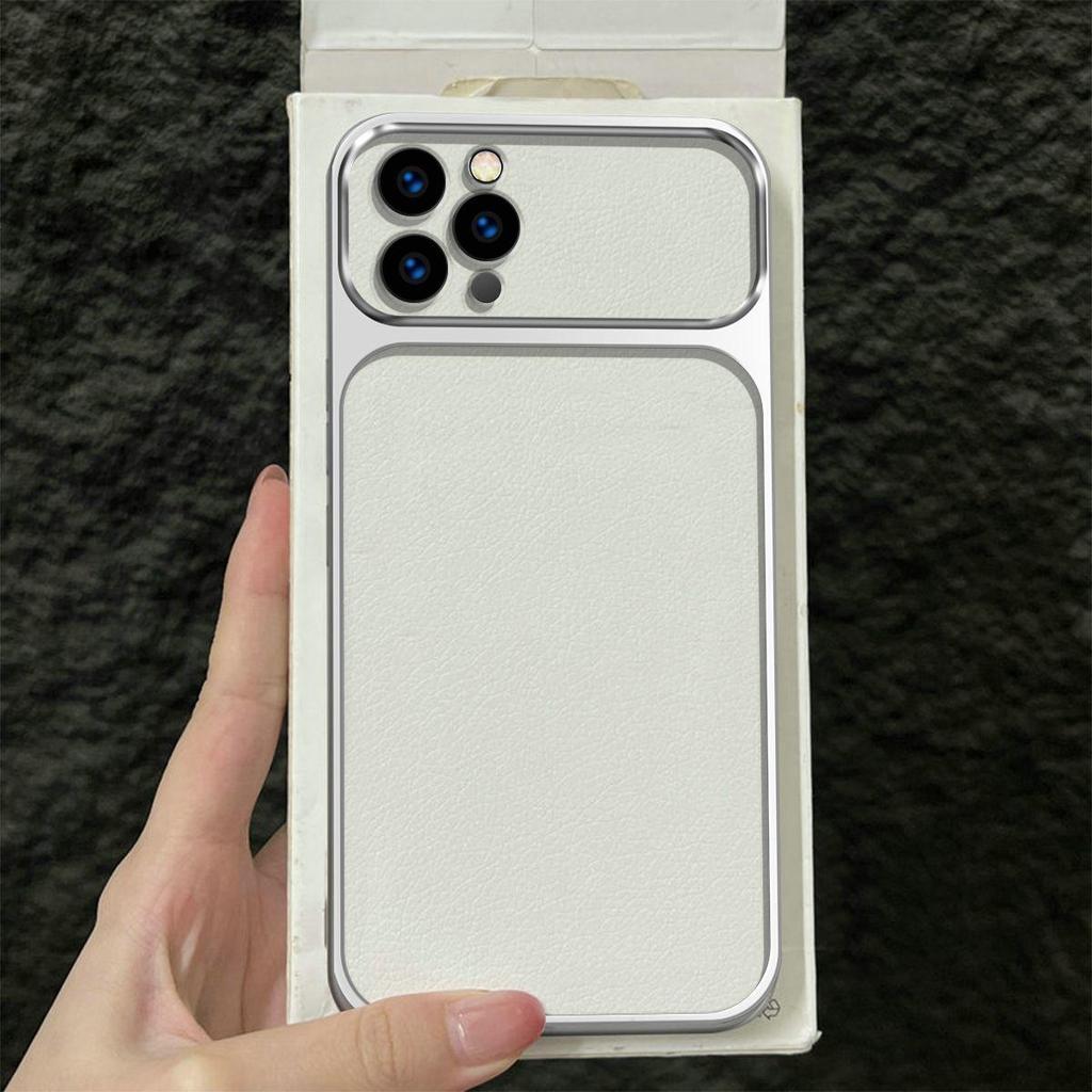 Премиальный кожаный Executive чехол для iPhone 16 ProMax Pro 15 14 13 с большим окном и защитой объектива