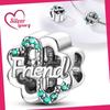 Charms Plata Green Flower-Shaped Friendship Beads Fit Original Bracelets Charms For Women Jewelry Diy Making Gifts