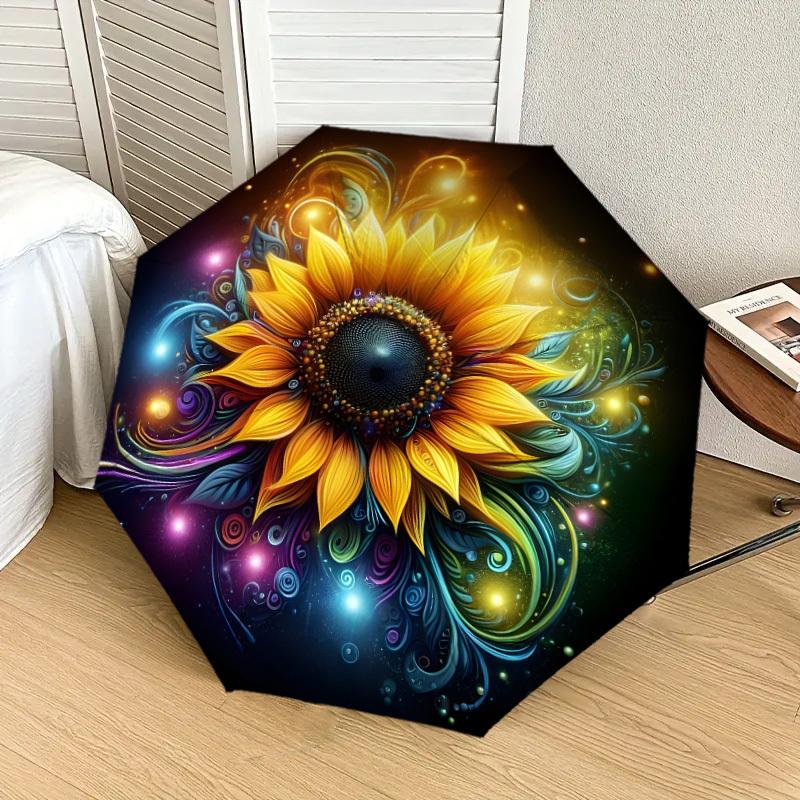 1pc Colorful Sunflower Artwork Umbrella with Plastic Handle,Suitable for All Seasons Home Travel Outdoor UmbrellaDD1258