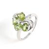 925 Sterling Silver Silk Ribbon Design Ring Natural Green Peridot Gemstones Jewelry for Women Wedding and Banquet Gift