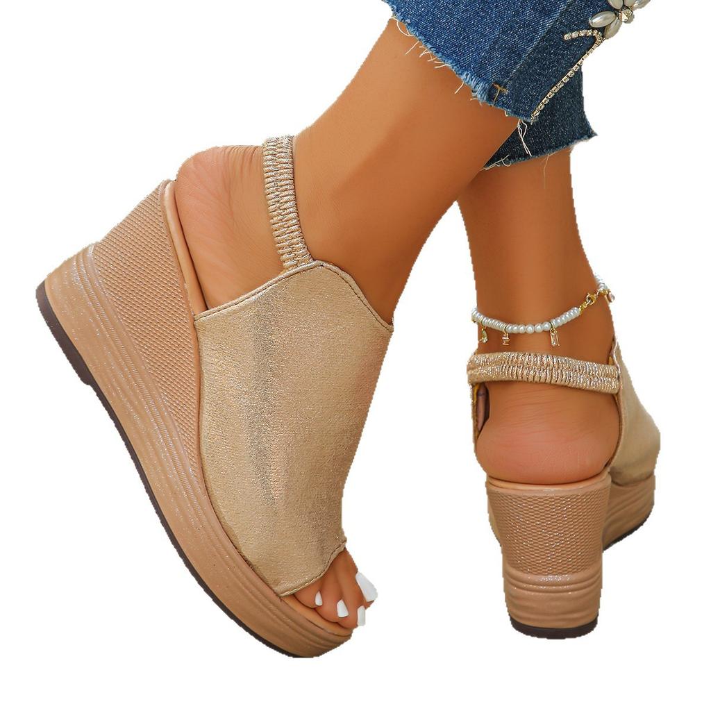 Летняя мода повседневная обувь на танкетке с заостренным носком женские шлепанцы в одну линию