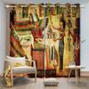 Египетские оконные шторы иероглифы на фресках в древнем египетском храме, затемненные занавески, винтажные шторы, домашний декор для спальни, 2 панели