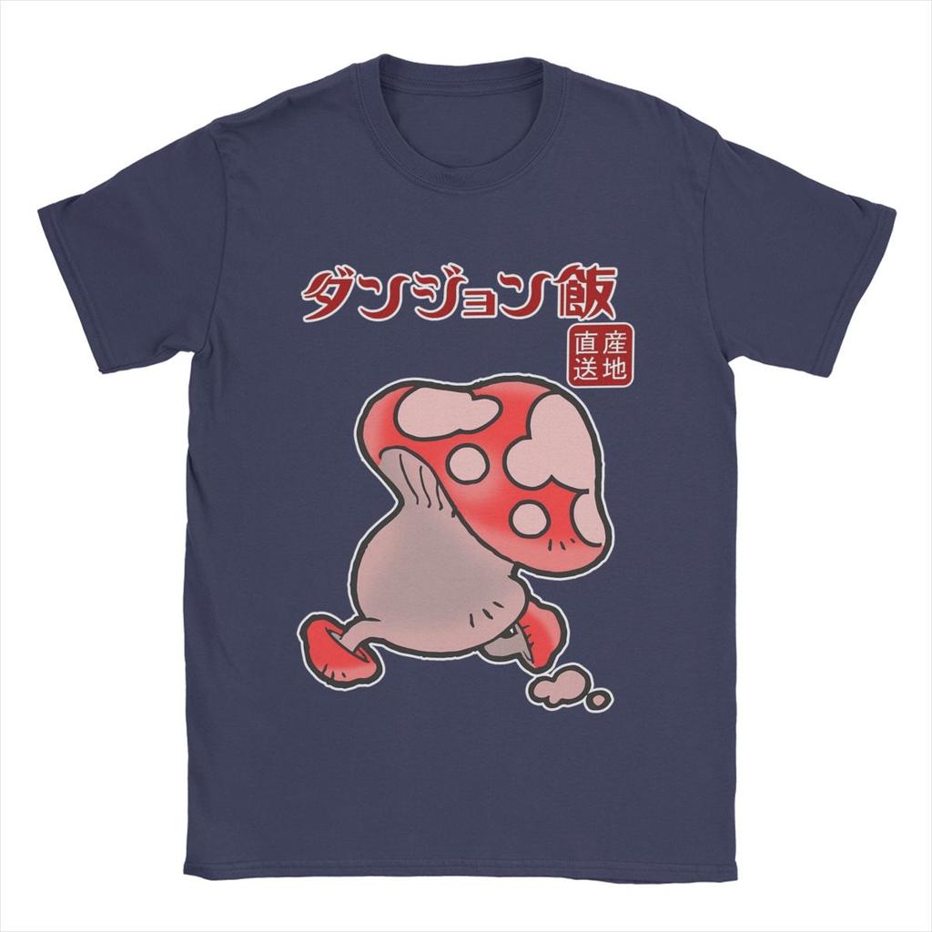 Юмористические Вкусные В Подземелье Футболки с Грибами Мужские Футболки из Чистого Хлопка с Круглым Вырезом Аниме Футболки с Коротким Рукавом Одежда Больших Размеров
