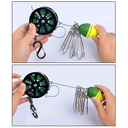 Рыболовный линь Dovhmoh, Гар Нержавеющая сталь, Рыболовная пряжка-замок с катушкой, Замок для живой рыбы, Выдвижная веревка и карабин-поплавок