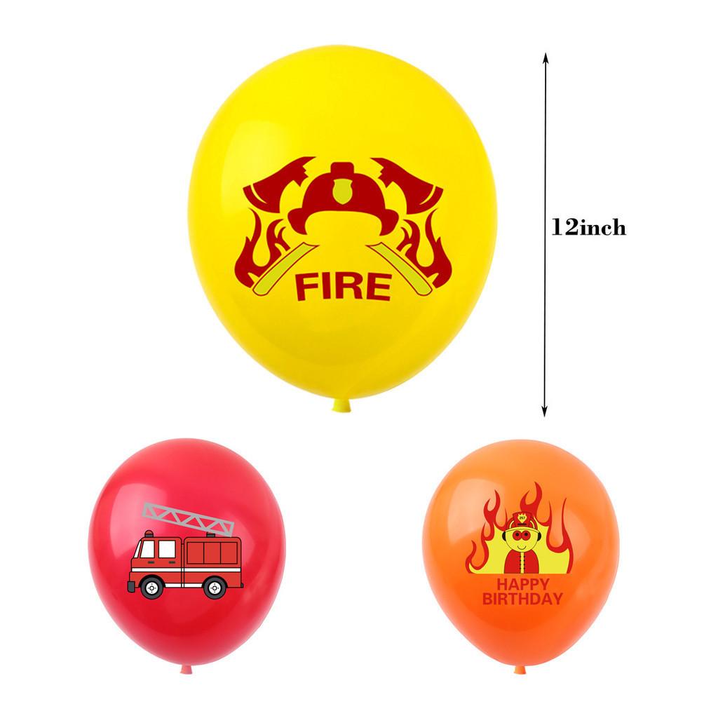 High Quality Fire Department Party Supplies Firefighter Theme Cake Insert Balloon Pull Flag Set