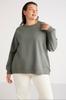 Women's Style Big Size Sweatshirt Barborabb Soft Comfort Fit Round Collar Green Plus Size Sweatshirt With Fleece Inside