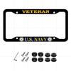 2 Pcs License Plate Frame for U.S. Army Veteran Black Matte Aluminum Car Plate Cover Holders with Screw Caps