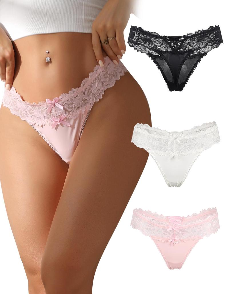 Sexy Panties Cute Lace Ribbon Plus Floral [comeondear] Women's Set, Panties, Size, Skin-Friendly, Stretchy, Soft, Print, Low-Rise Panties,