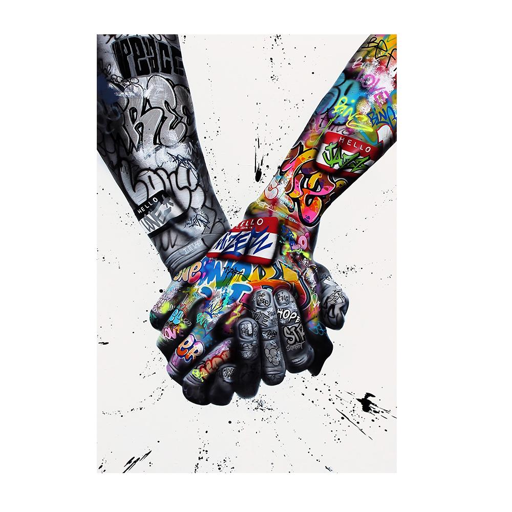 Влюбленные держатся за руки граффити-арт постеры на холсте и принты абстрактные картины в стиле стрит-арт на стене художественные фотографии декор для дома
