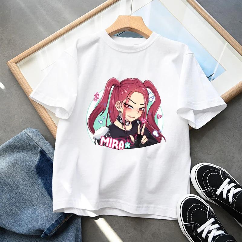 KPop Demon Hunters Child T-shirt Anime Character Print Short Sleeve Tees Girls' Summer Casual Tops Kids Birthday Gifts