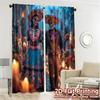 2pcs, 2D FLAT PRINTING Curtains (Without Rod) Dia de Muertos Popular Curtains 100% Polyester Curtains Decorations Outdoor