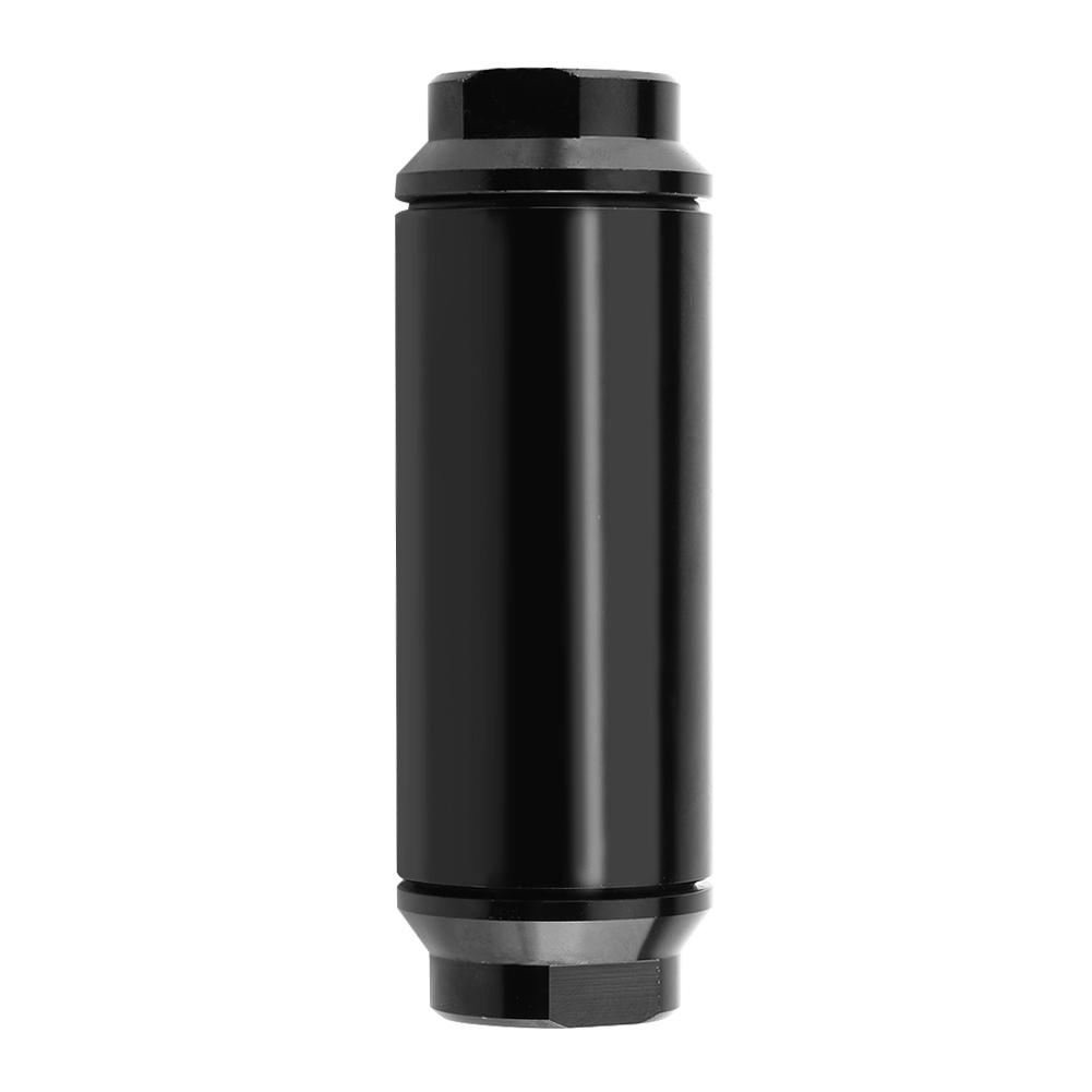 Universal Aluminum 44mm Car Inline Oil Fuel Filter With AN6 AN8 Adapter Fittings Black