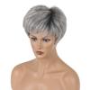 European and American Style Middle Aged Women's Natural Looking Synthetic Fiber Short Straight Gradient Silver Gray Wig