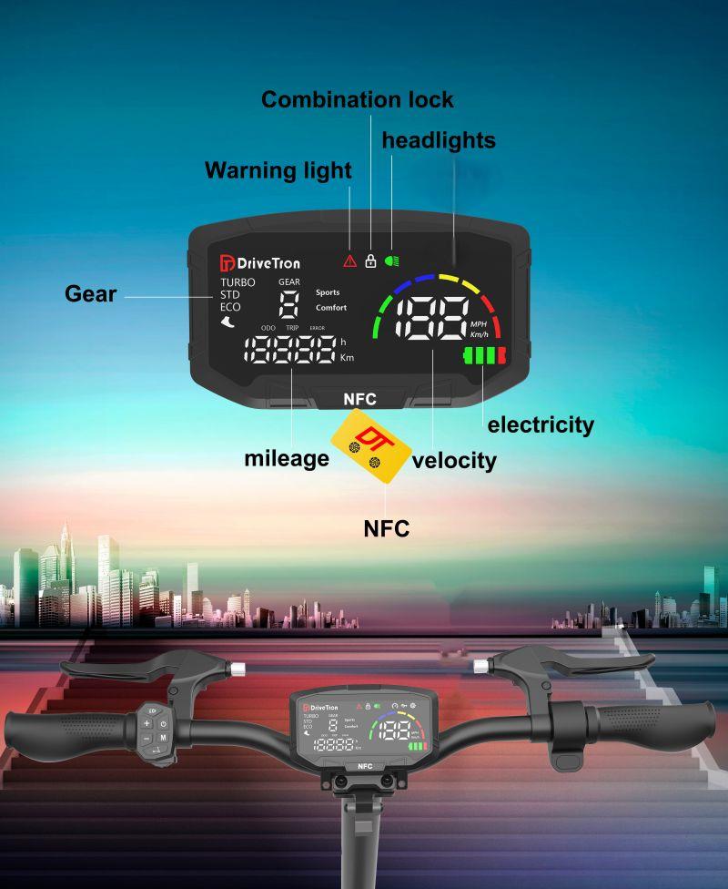 Взрослый электрический самокат DriveTron DT10, 31 миля в час, двойные дисковые тормоза + EABS, двойная пружинная подвеска, NFC, 48 В 15,6 Ач 1000 Вт