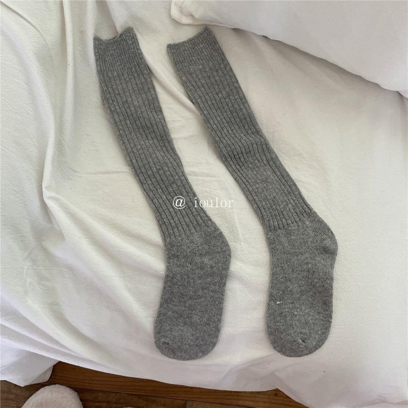 Женские осенне-зимние утолщенные шерстяные носки до колена с махровым ворсом