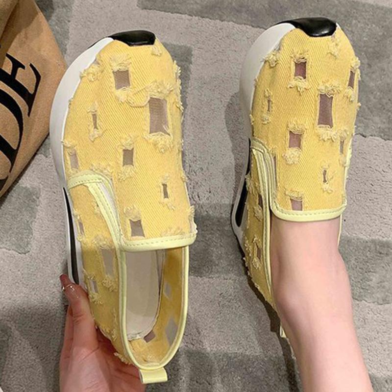 Fashion 2025 Breathable Hollow Out Sports Shoes Women Plus Size Platform Sneakers Woman Concise Slip On Walking Casual Shoes Ladies