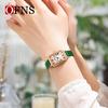 Ofns Waterproof Women's Watch with Bamboo Pattern Strap Square Dial Niche Design Casual Daily Dress Wristwatch for Ladies