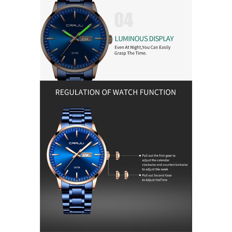 CRRJU-2193 Men's Watch Casual Business Fashion Personality Watch Men's Watch Student Watch Simple Calendar