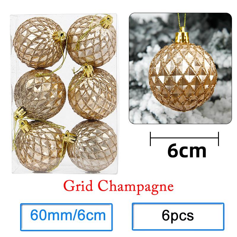 6pcs/Lot 6cm/2.4Inch Christmas Tree Decoration Color Hollow Balls Ornaments Hang Bauble Ball For Home Bar Party Decoration