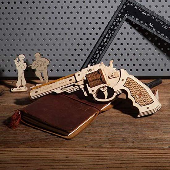 ROKR 3D Wooden Puzzle Rubber Band Pistol Preschool Christmas Birthday Assembly DIY Educational Brain No Special Tools No Connectors Illustrated