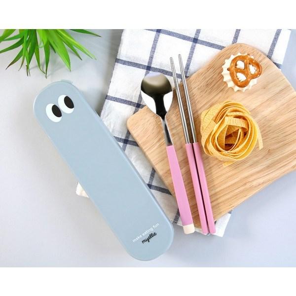 Набор вакуумных палочек для еды Bonaire Pastel Junior Kids + ложка + футляр, розовый, популярная корейская посуда