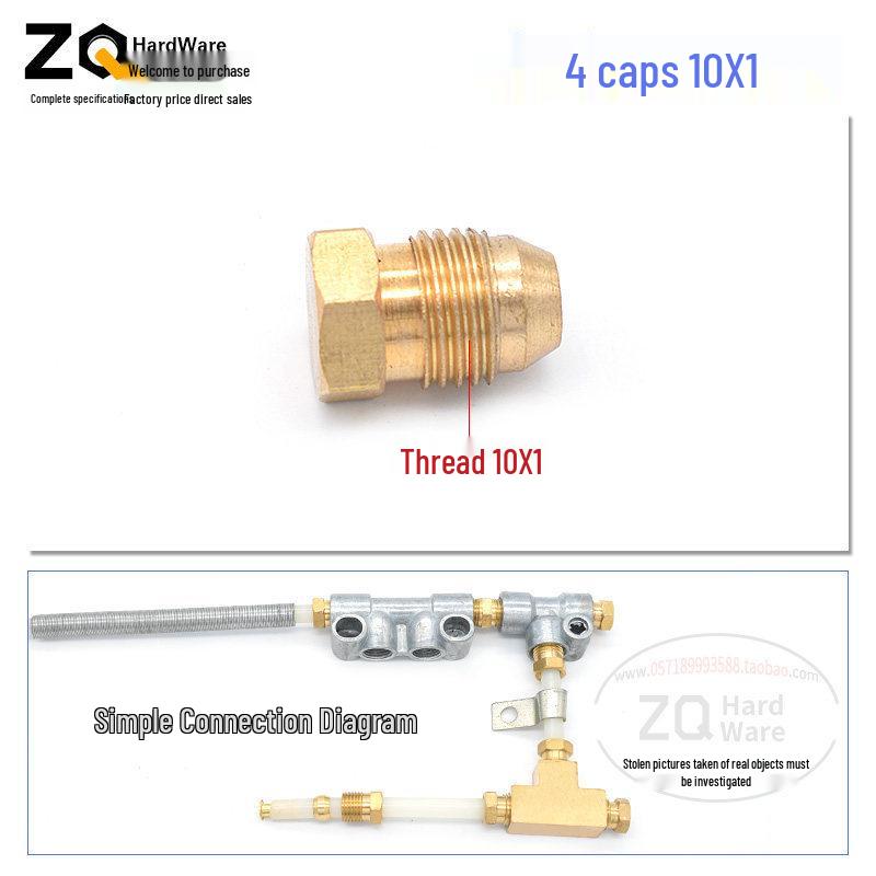 Oil Circuit Distributor Set: Nylon Tube, Copper Double-Ended Plug, Bushing, Inner Snap Ring (810x1 to 1/4), 68mm.
