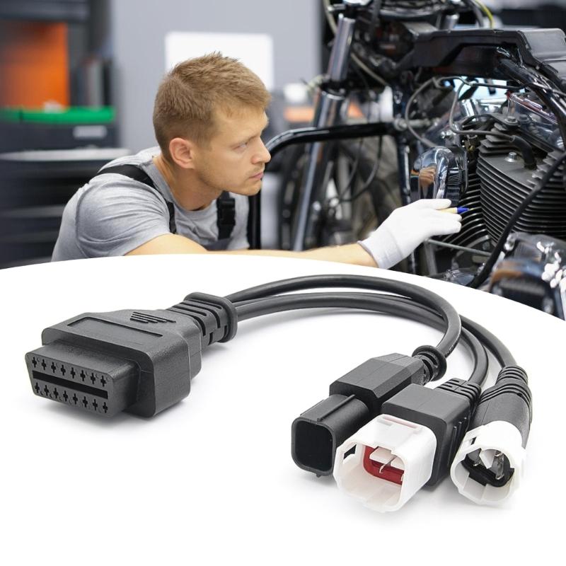Разветвитель-удлинитель OBD 2, 1 в 3, Y-образный кабель, штекер, три порта, гнездо, адаптер для диагностики мотоцикла 3pin 4pin 6pin