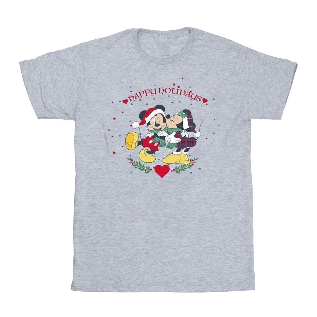 Disney Womens/Ladies Mickey Mouse Mickey Minnie Christmas Cotton Boyfriend T-Shirt