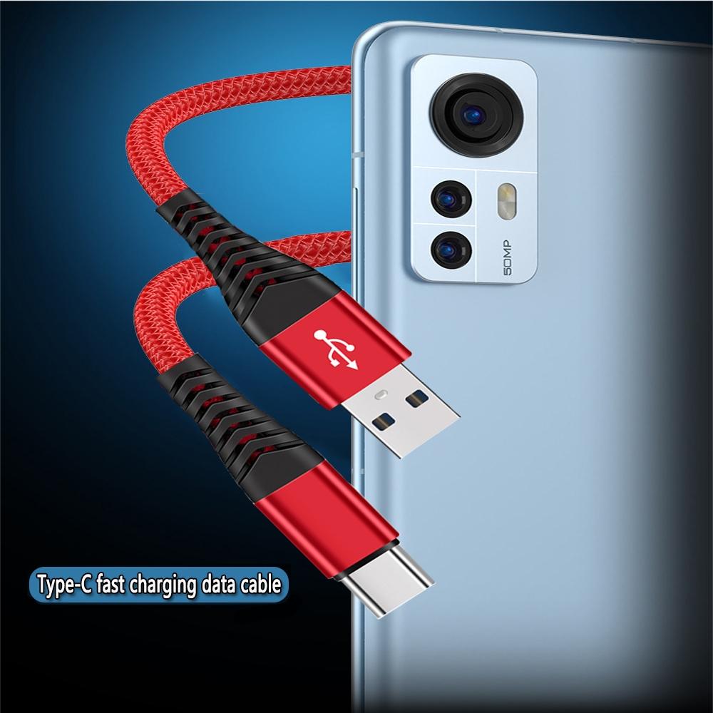Кабель USB A-Type C для синхронизации данных, 3 А, быстрая зарядка, нейлоновый плетеный провод, зарядный кабель для мобильного телефона Samsung Huawei Android USB C