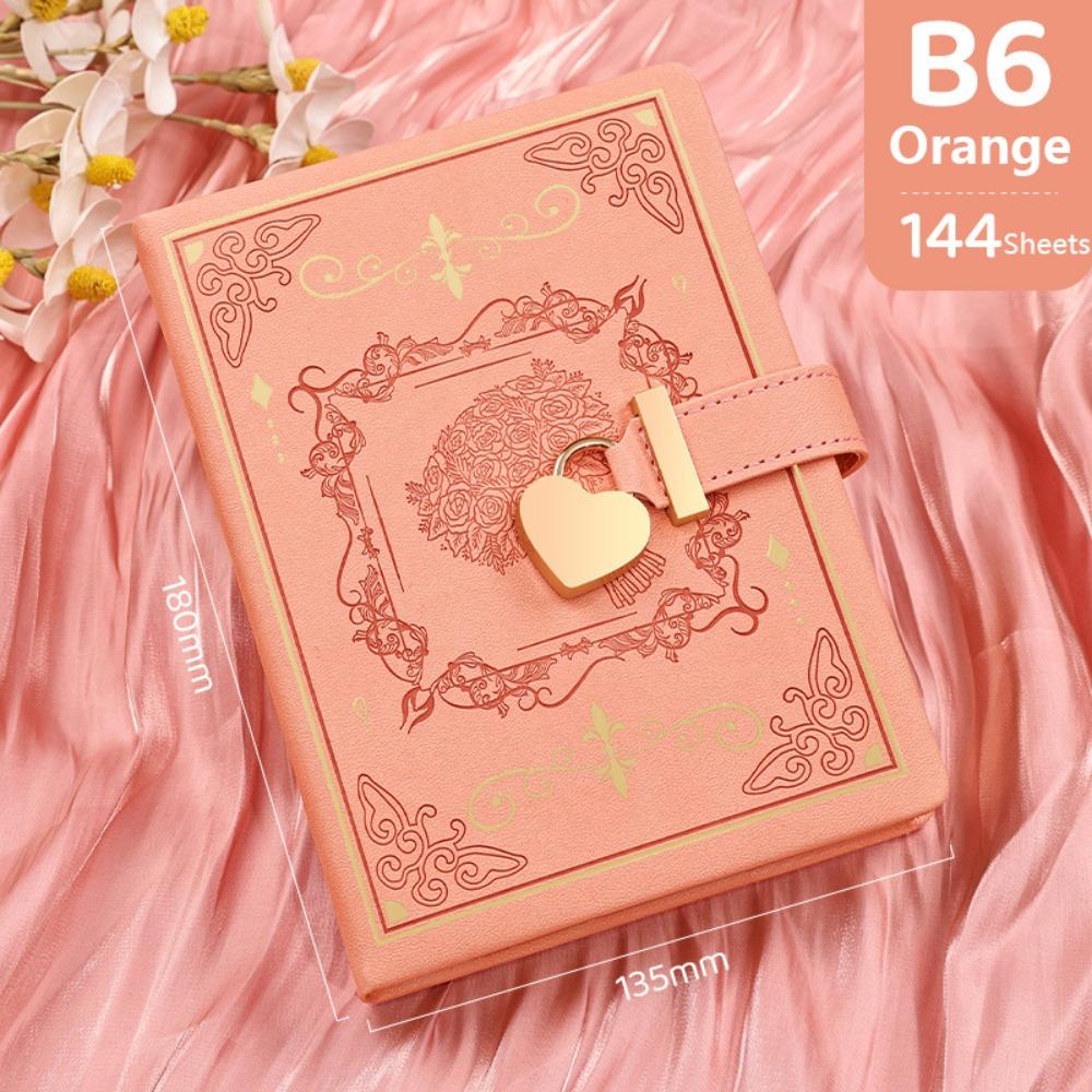 PU Leather B6 Secret Diary Book With Lock Key Secret Journal Portable Rose Code Book Women Girls