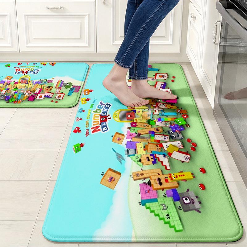 Numberblocks Flannel Kitchen Mat Christmas Soft Area Rug Non Slip Floor Carpet Home Decoration
