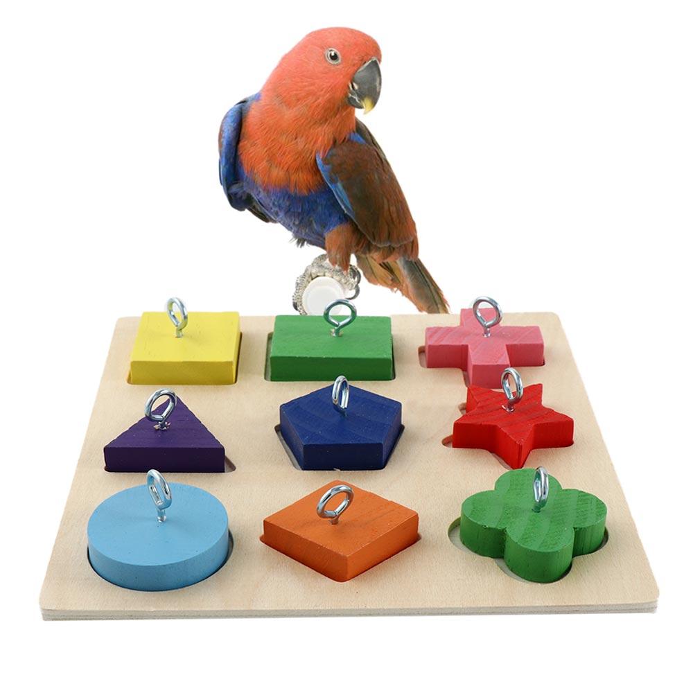 Educational Interactive IQ Training Intelligence DIY Block Puzzles Wooden Bird Toys Parrot