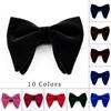 Solid Mens Oversized Bow Tie Velvet Adjustable Necktie Fashion Big Bow Tie  Wedding Party