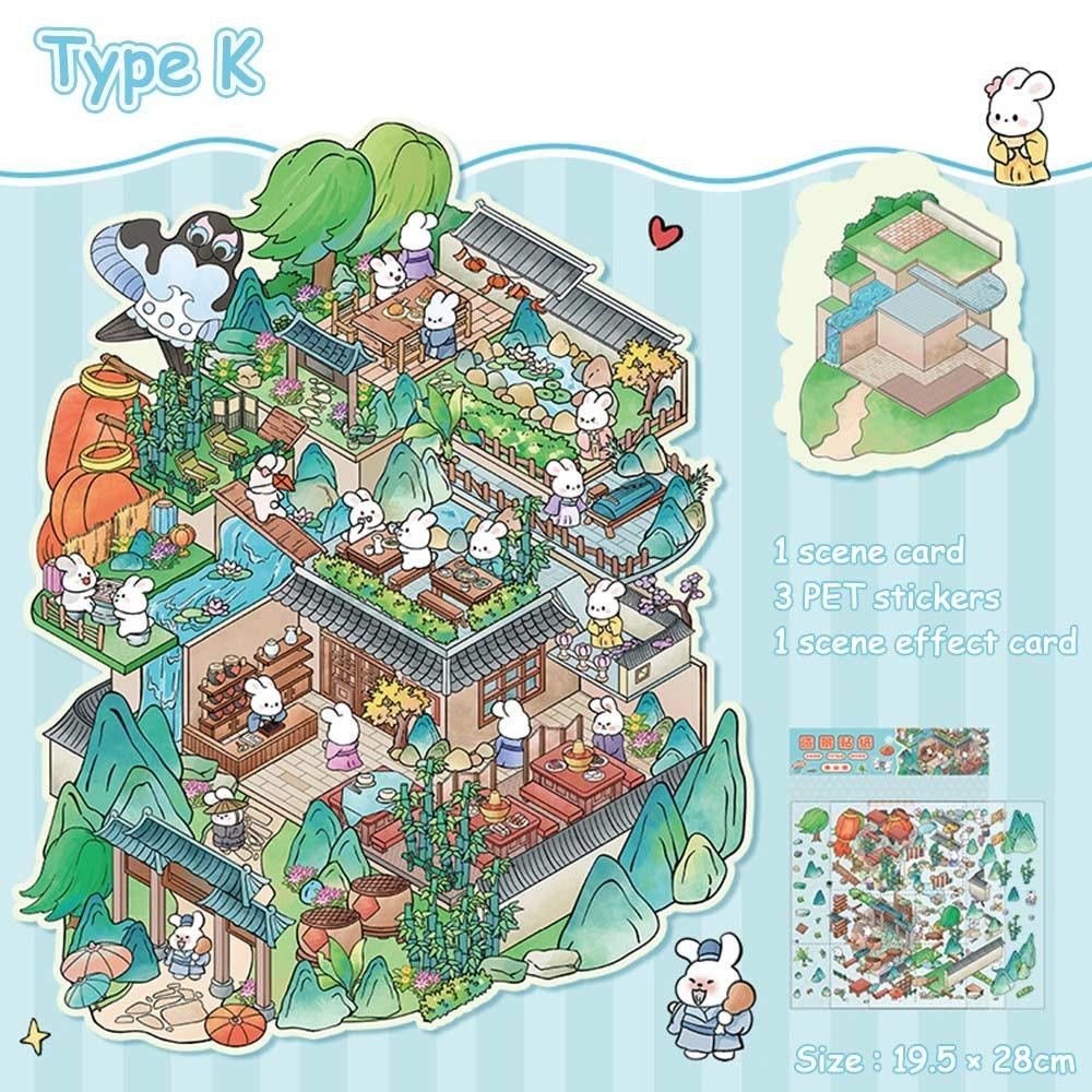 3D Стикеры с пейзажами DIY Визуальные складывающиеся стикеры Новая миниатюрная сцена 3D стикеры