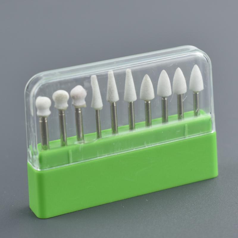 10Pcs Dental Flame Cone Round White Stone Polisher Burs for Polishing Filling Composite Dental Tools